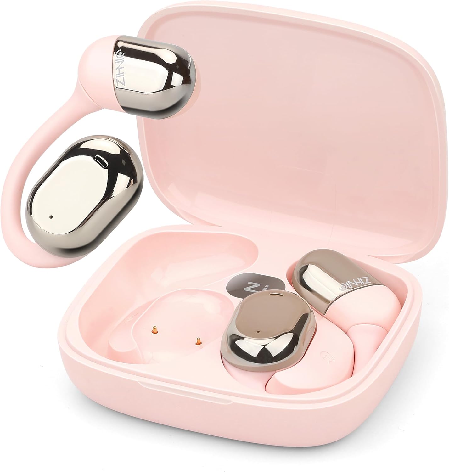ZIHNIC Wireless Open-Ear Headphones – Lightweight, Waterproof, Bluetooth-Compatible (Pink)